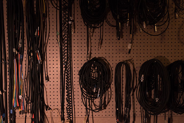 Music cables mounted on the wall